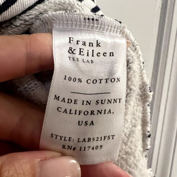 Frank & Eileen striped hoodie white black size M - Picture 5 of 7